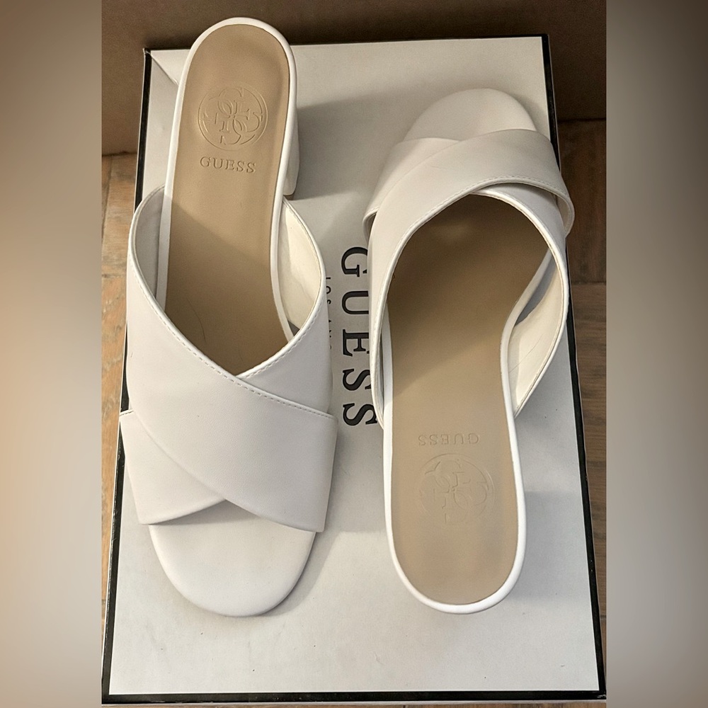 Guess-White Mules with Criss-Cross Straps-Size 9 - Picture 2 of 8